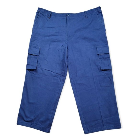 Haband Other - Haband Pants Mens 42x25* Blue Cropped Cargo Elastic Waist 100% Cotton Capri